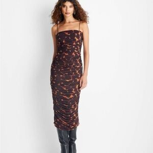Animal Print Spaghetti Strap Bodycon Midi Dress